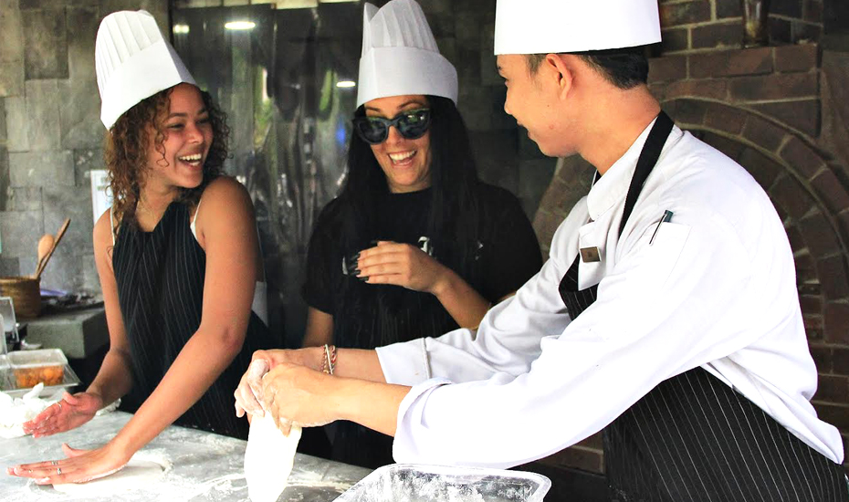 Getting hands-on in the pizza kitchen at Four Points Kuta!