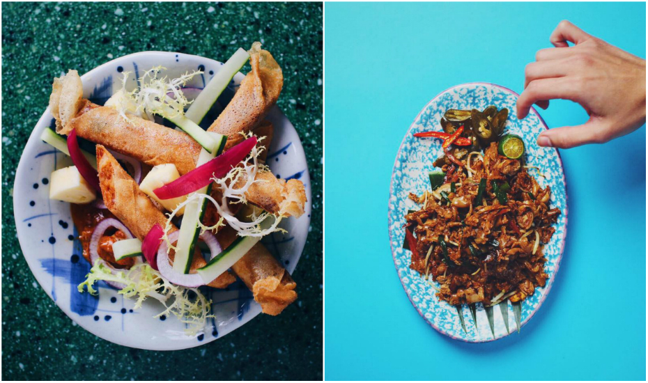 Otak rolls (left) and XYT char kway teow (right) from Xiao Ya Tou