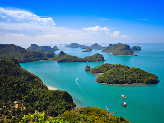 Top view of Ang Thong National Marine Park in Phang-Nga, Thailand