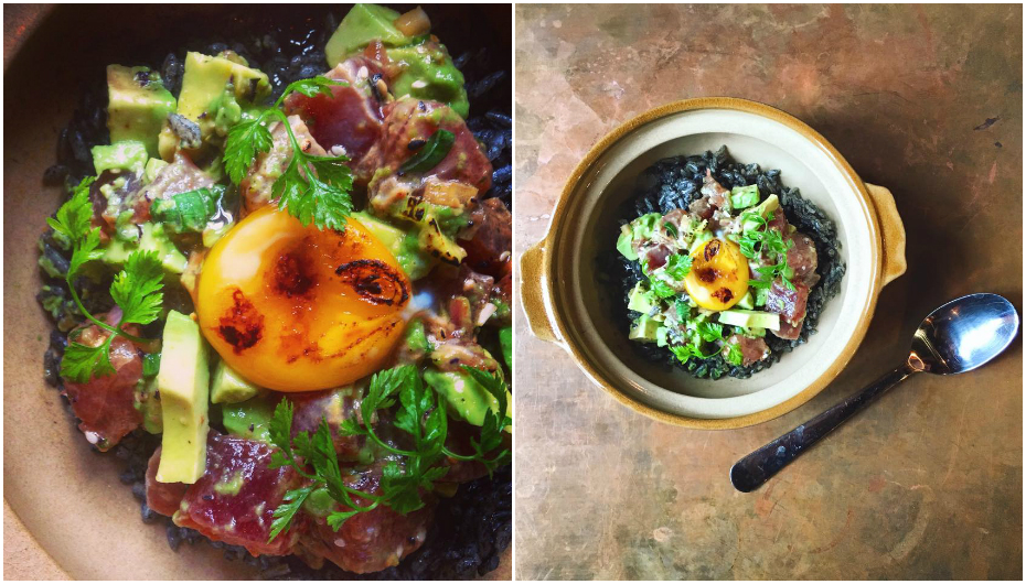The Dapper poke don - squid ink rice, tuna and avocado poke, as well as caramelised egg yolk (Credit: Dapper Coffee via Facebook)
