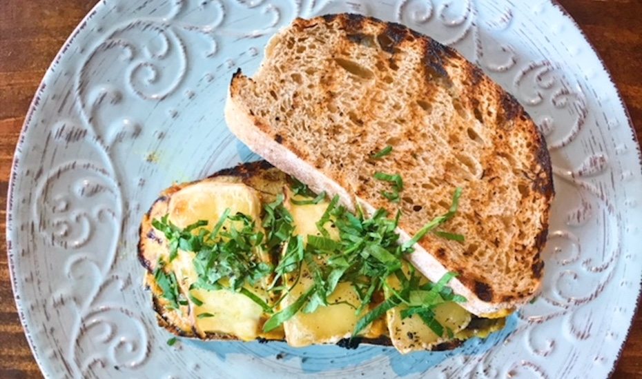 Firebake's grilled veggie sandwich is part of the breakfast menu