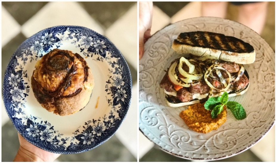 Firebake's signature cheesymite bun and epic steak sandwich with harissa.