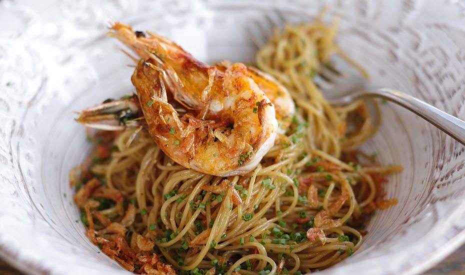 Firebake's signature prawn capellini.