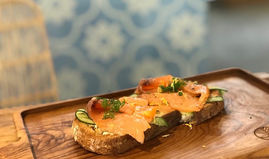 Smoked salmon toast at at social enterprise The Social Space