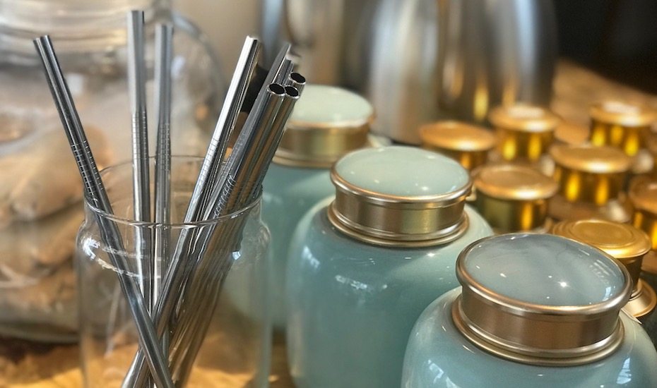 The Social Space is a plastic straw-free zone, and offers reusable stainless steel straws for customers to use.