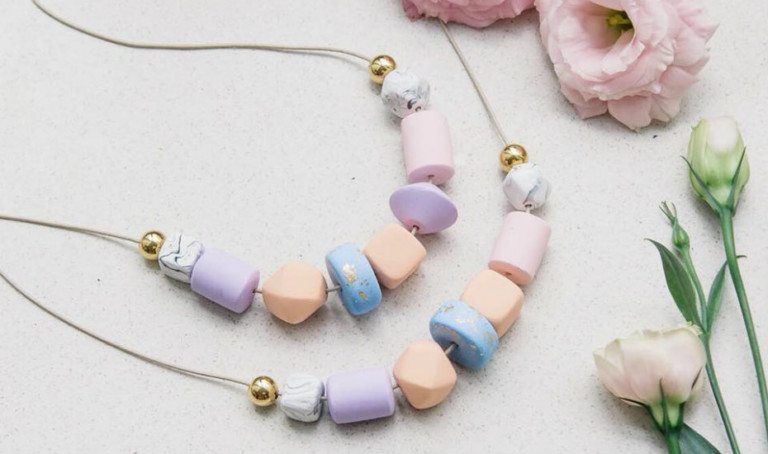 Statement polymer clay jewellery and accessories for a playful ensemble