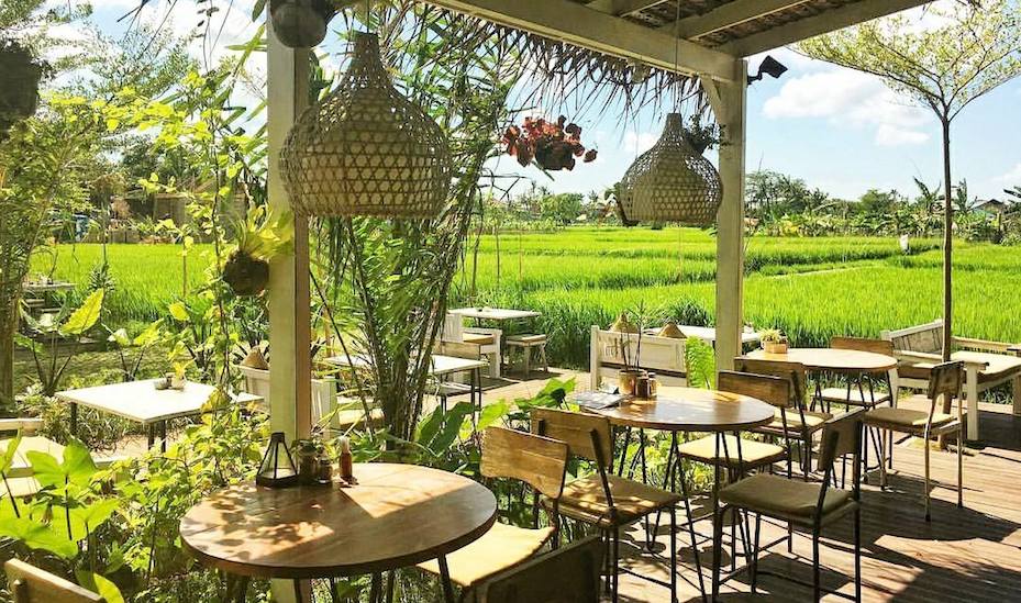 Nook is a tranquil brunch spot overlooking a rice paddy in Petitenget Bali