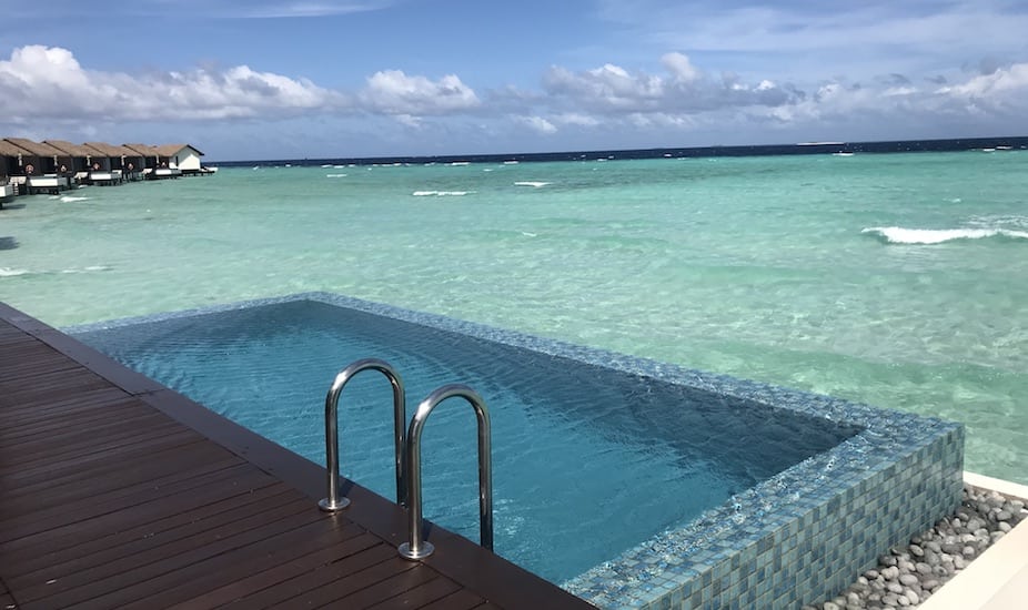 The private pools at the Water Villas at The Residence Maldives overlook the private lagoon
