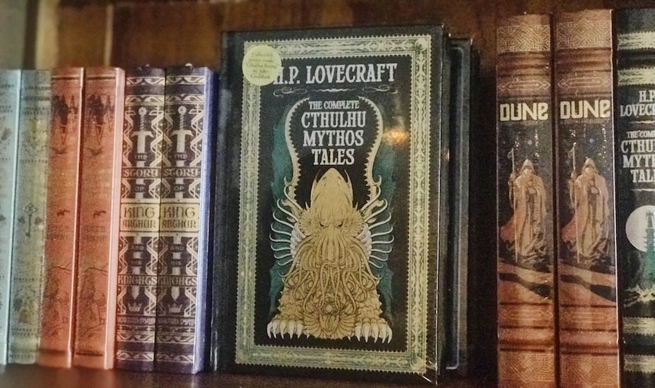 limited edition, leather-bound books at The Moon bookstore.