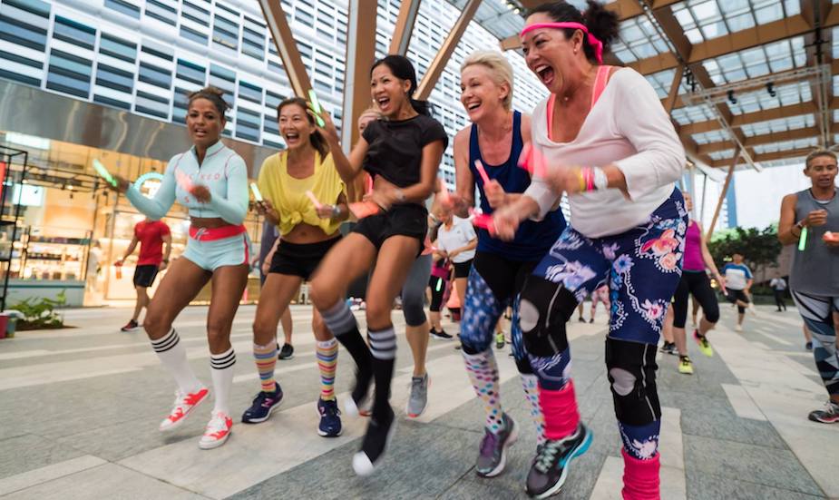 Virgin Active Singapore outdoor workout in Tanjong Pagar Centre