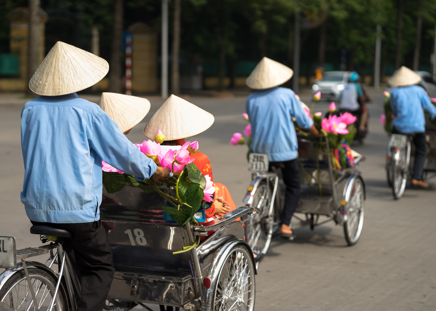 Cyclo ride in Hanoi, Vietnam