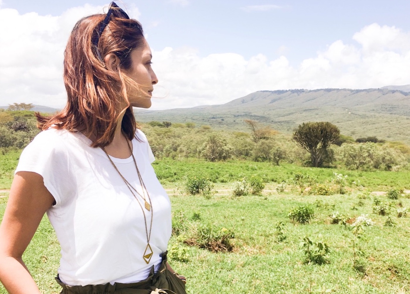 Chetna (wearing the Jicho layered necklace) on one of her visits home to Kenya.