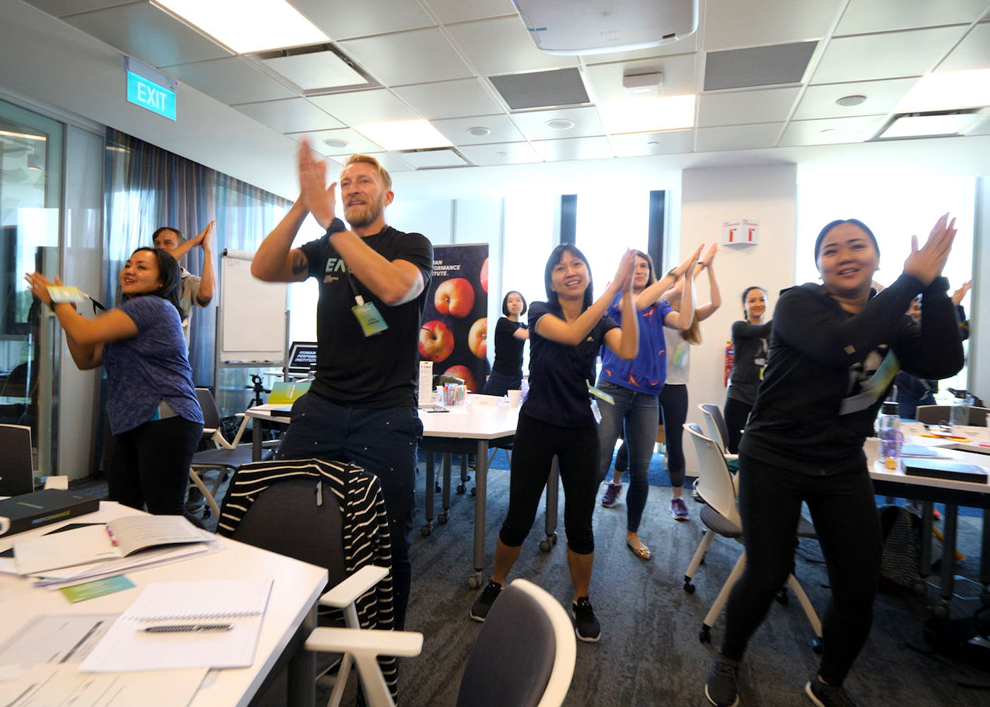Human Performance Institute: Coach Chris McUtchen gets course participants dancing.
