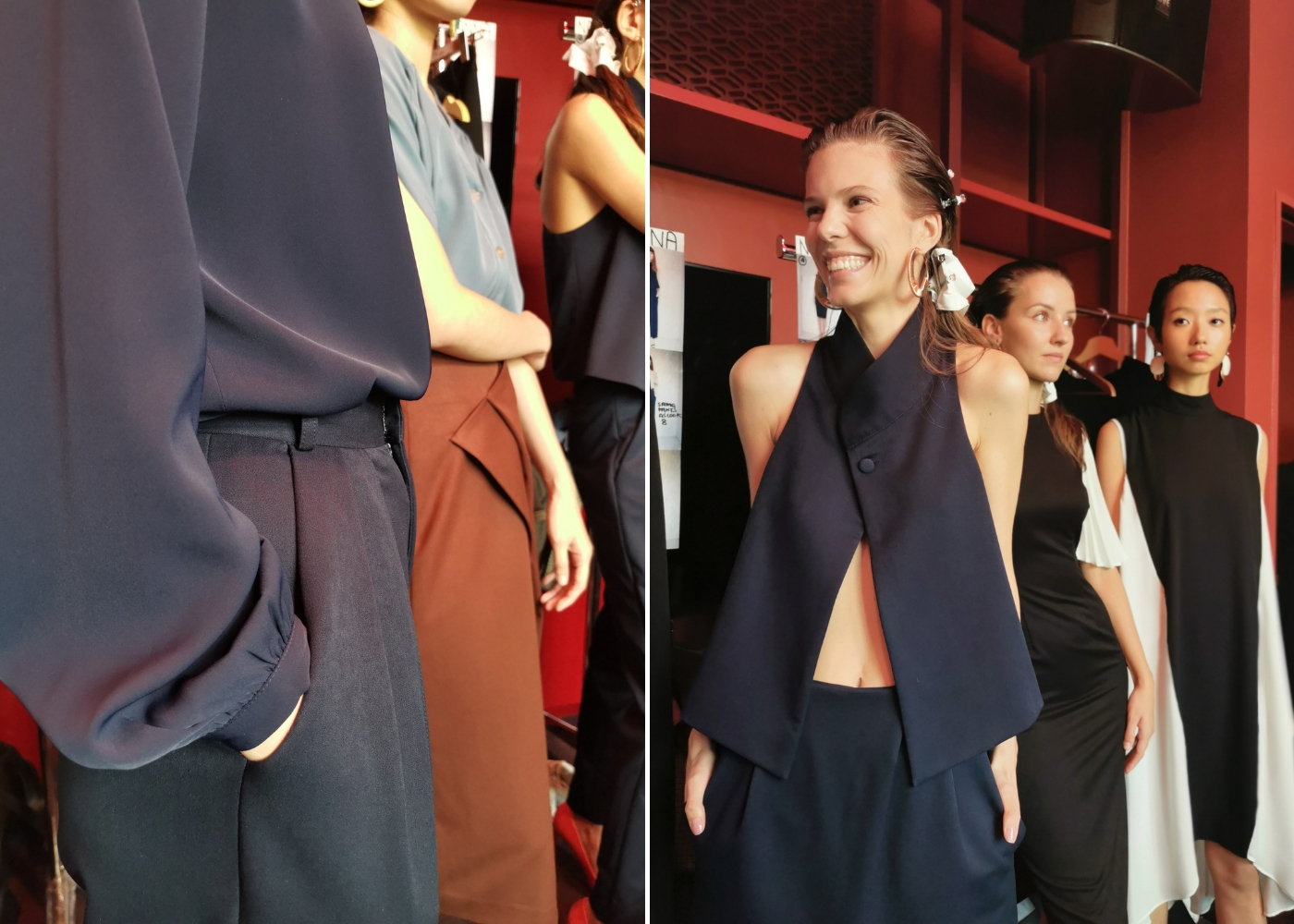 Models backstage at Priscilla Shunmugam's debut show for diffusion range OM. Shot on Huawei P30 Pro.