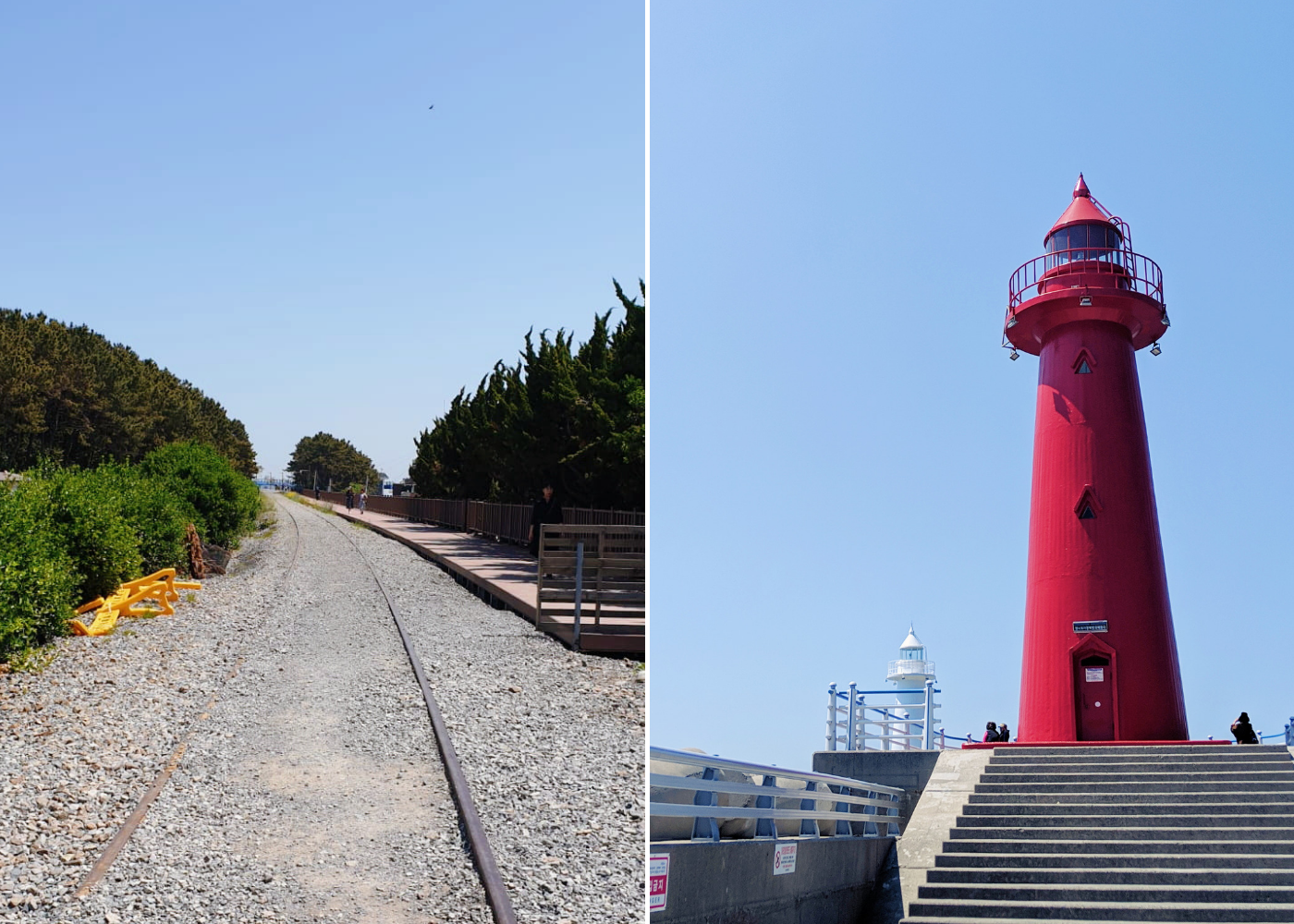 Left: The old railway, right: Cheongsapo lighthouses.
