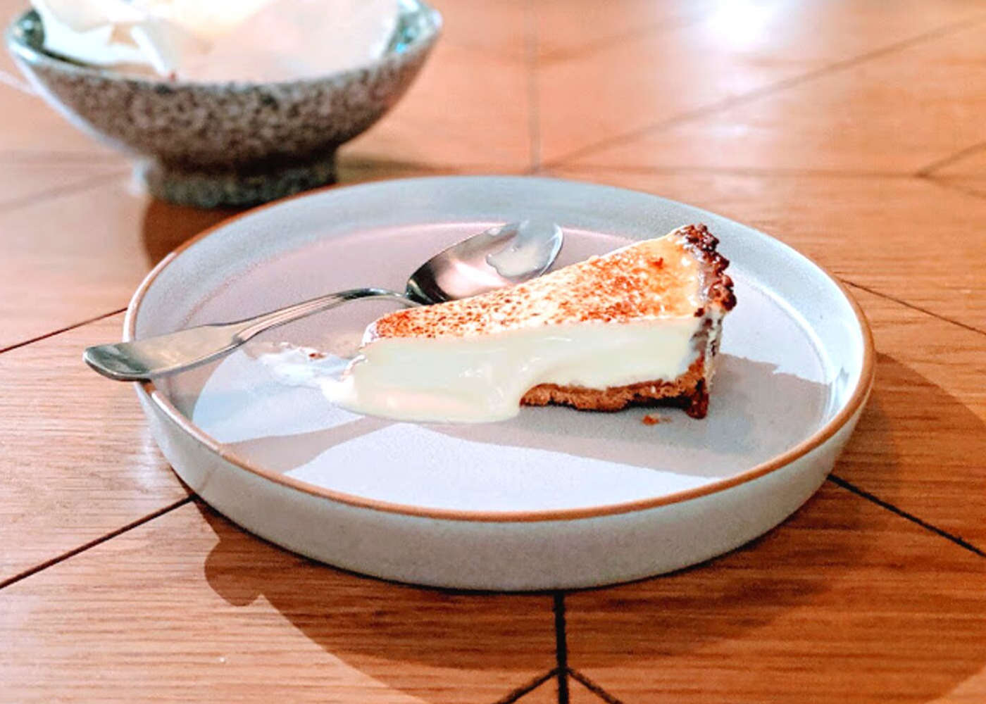 The fan favourite cheesecake and the torrija creation at the back.