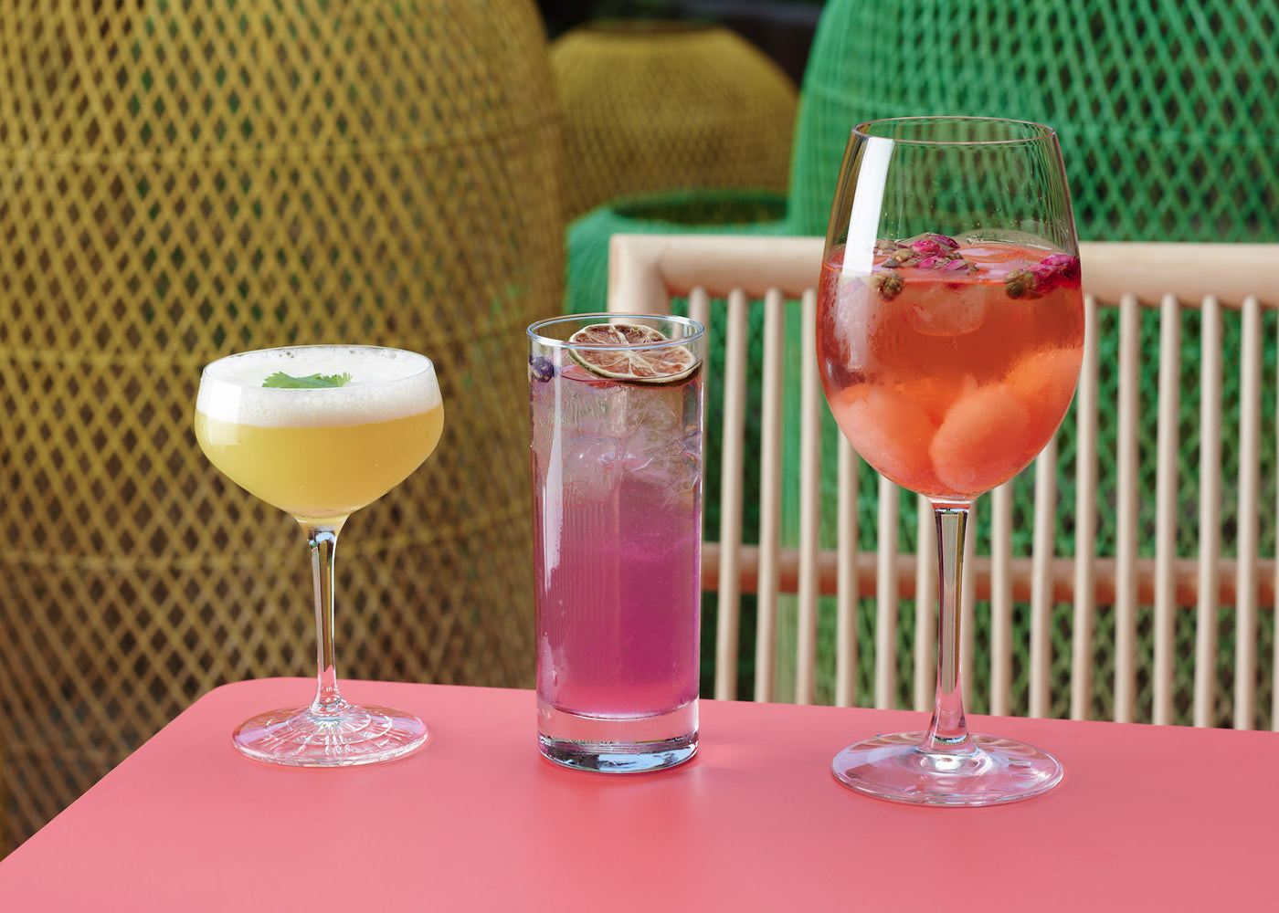 cocktails on a table at the garden club