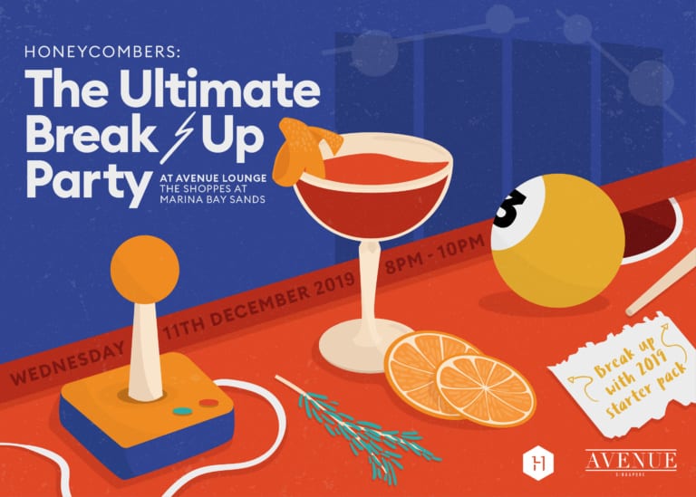 Break up with 2019 at AVENUE Lounge: Join Honeycombers for a night of free flow drinks, karaoke and arcade games