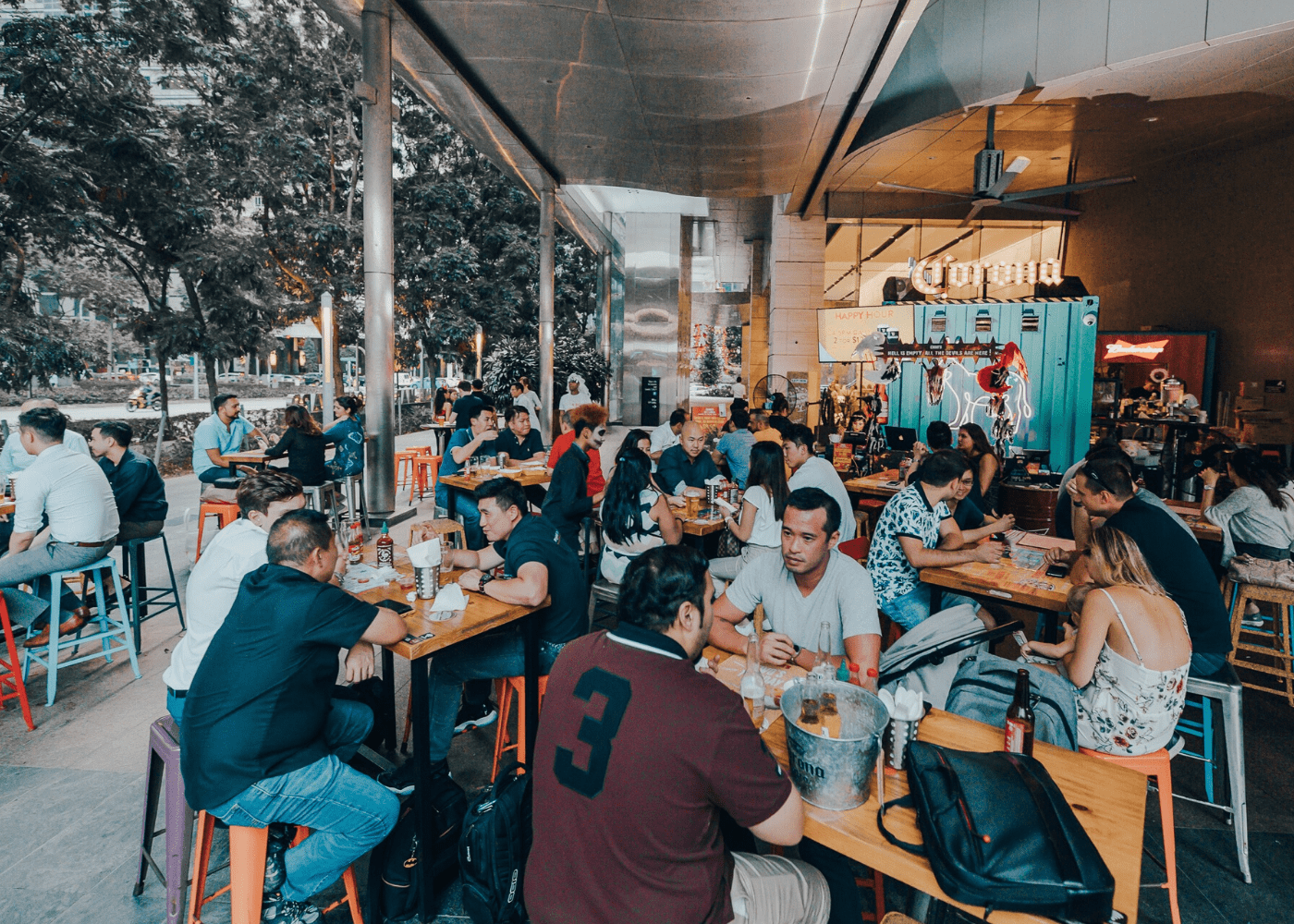 shipping container outdoor tables in singapore chimi's