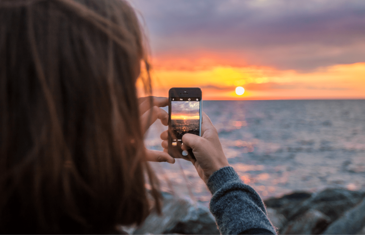 taking photo of sunset