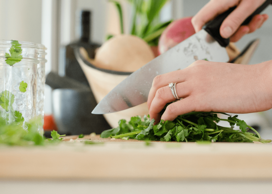 chopping cooking in kitchen