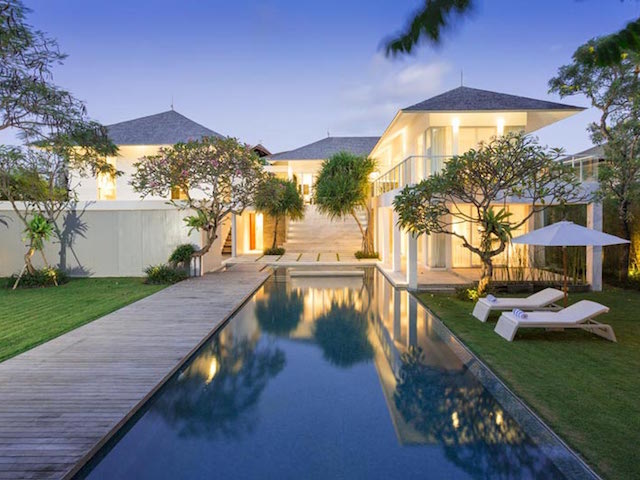 The uber sleek Villa Canggu South, Bali, at dusk