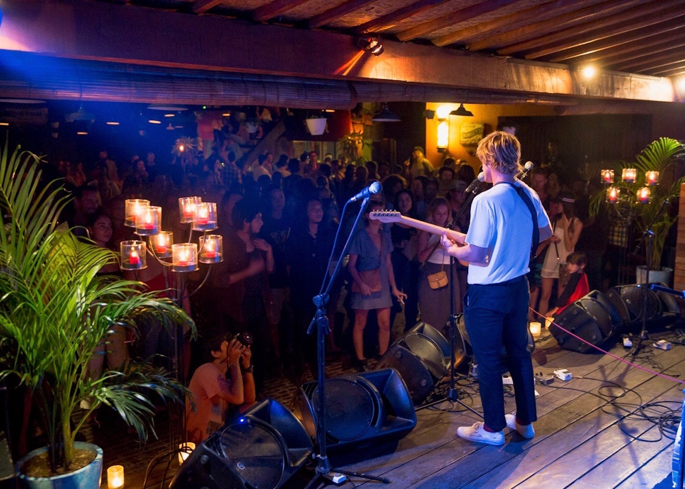 Live music at the bar at Deus Temple of Enthusiasm in Canggu, Bali, Indonesia