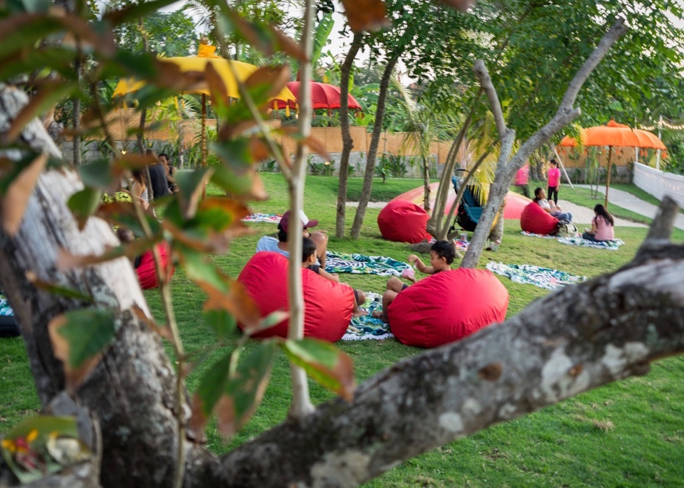 Kids eating at Parklife - a family-friendly playground, park and restaurant in Canggu, Bali - Indonesia
