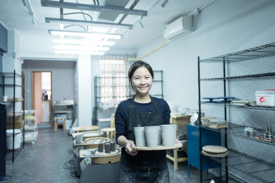 Carol Luk Deer Workshop pottery classes ceramics pottery standing