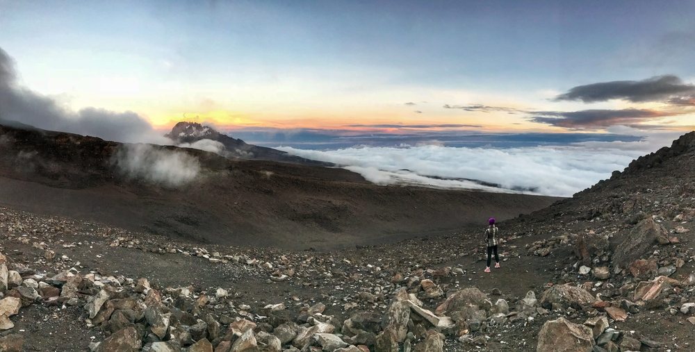 climbing Mount Kilimanjaro view from the climb