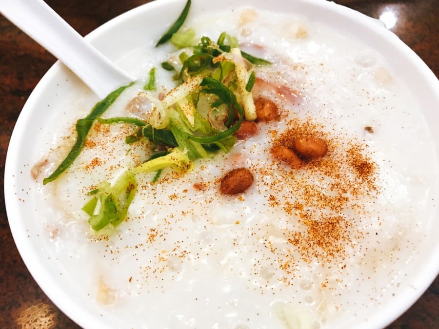 Hong Kong Breakfasts congee with peanuts and shallots