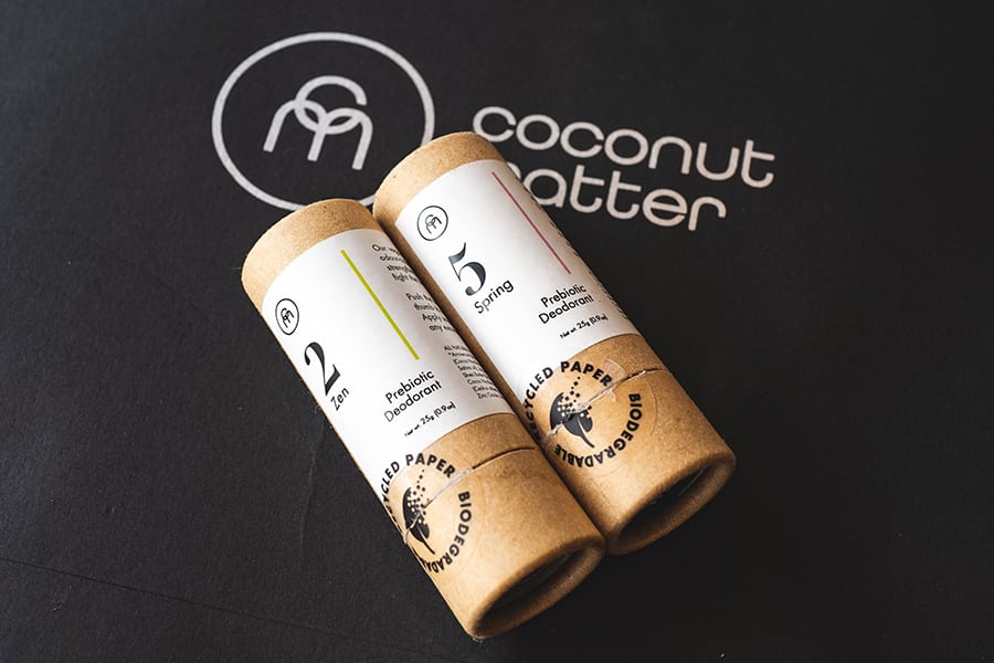 coconut matter logo and deodorant