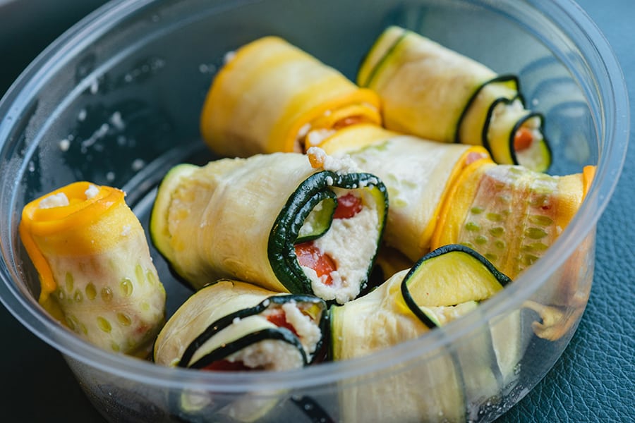 The Raw Circus raw vegan vegetarian food delivery zucchini rolls