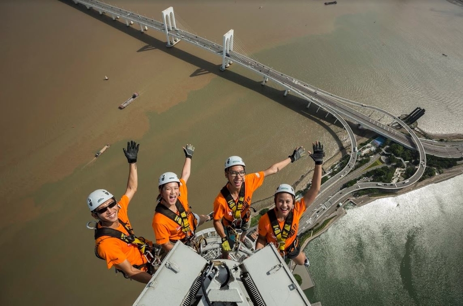 People on top of Macau Tower