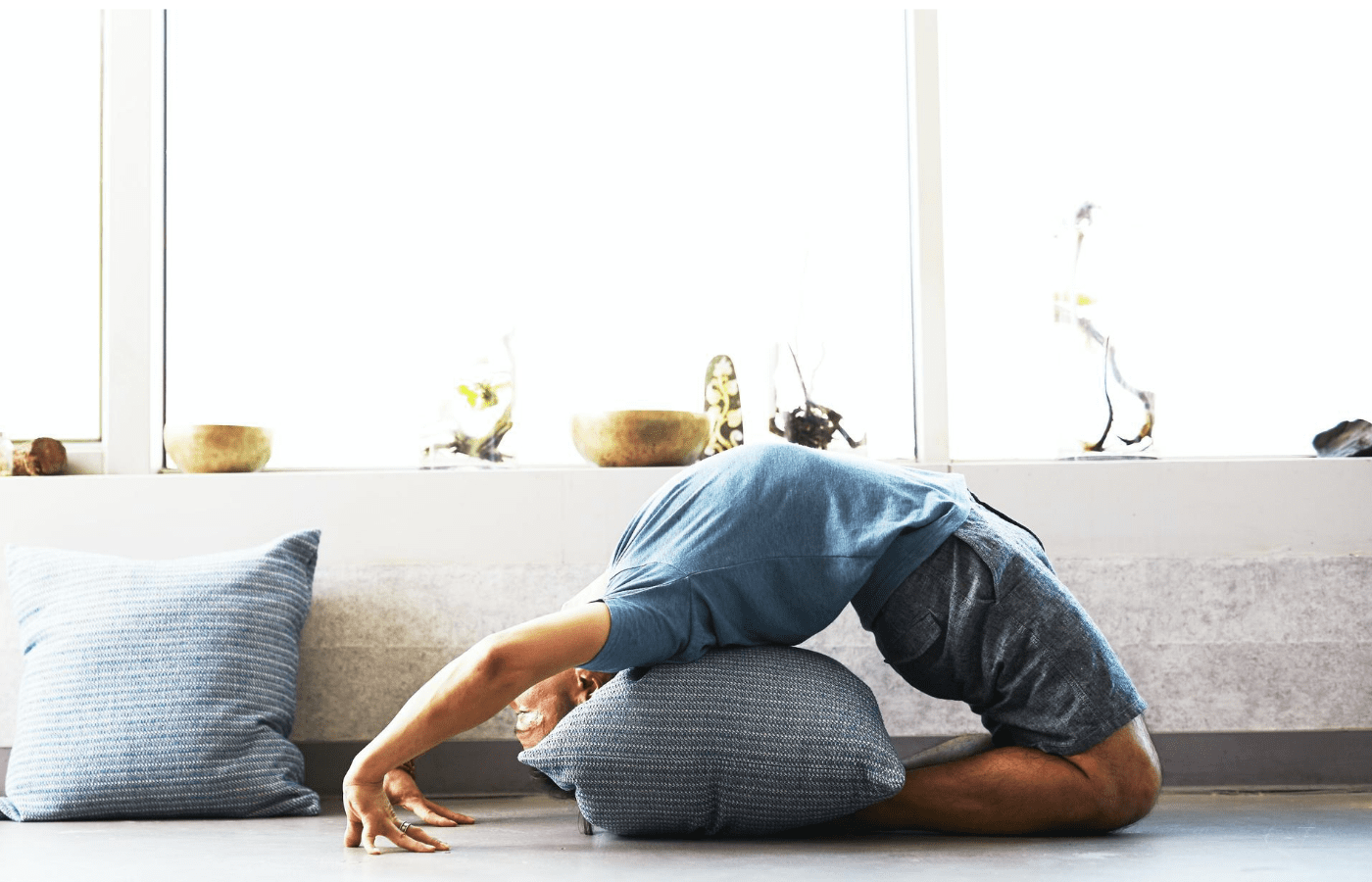person doing at yoga at home